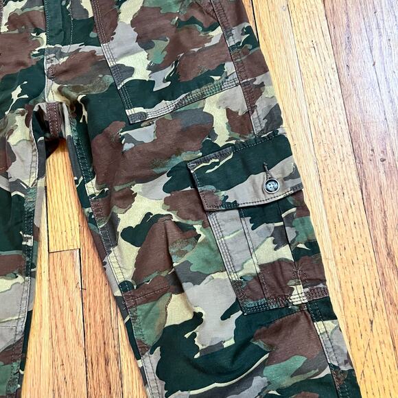 Anthropologie Pants Womens 25 Camo Linen Blend Cargo Pocket Green - Picture 2 of 12